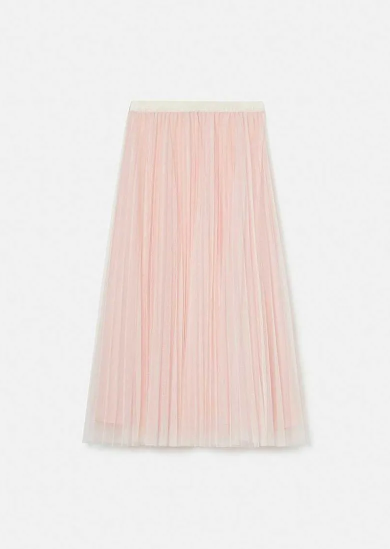 TARA JARMON Juillet Light Pink Pleated Tulle Skirt Hot