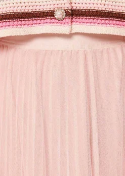 TARA JARMON Juillet Light Pink Pleated Tulle Skirt Hot