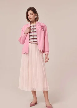TARA JARMON Juillet Light Pink Pleated Tulle Skirt Hot