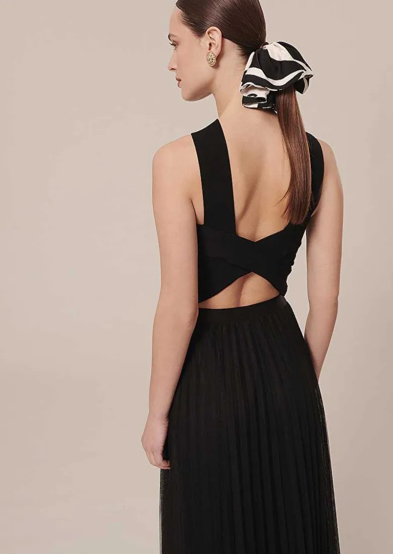 TARA JARMON Juliette Black Pleated Tulle Skirt Outlet