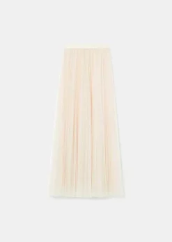 TARA JARMON Juliette Ecru Pleated Tulle Skirt New