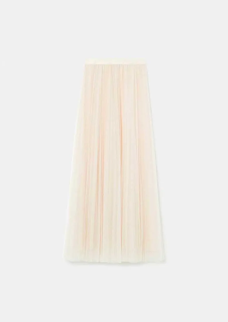 TARA JARMON Juliette Ecru Pleated Tulle Skirt New