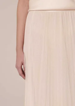 TARA JARMON Juliette Ecru Pleated Tulle Skirt New