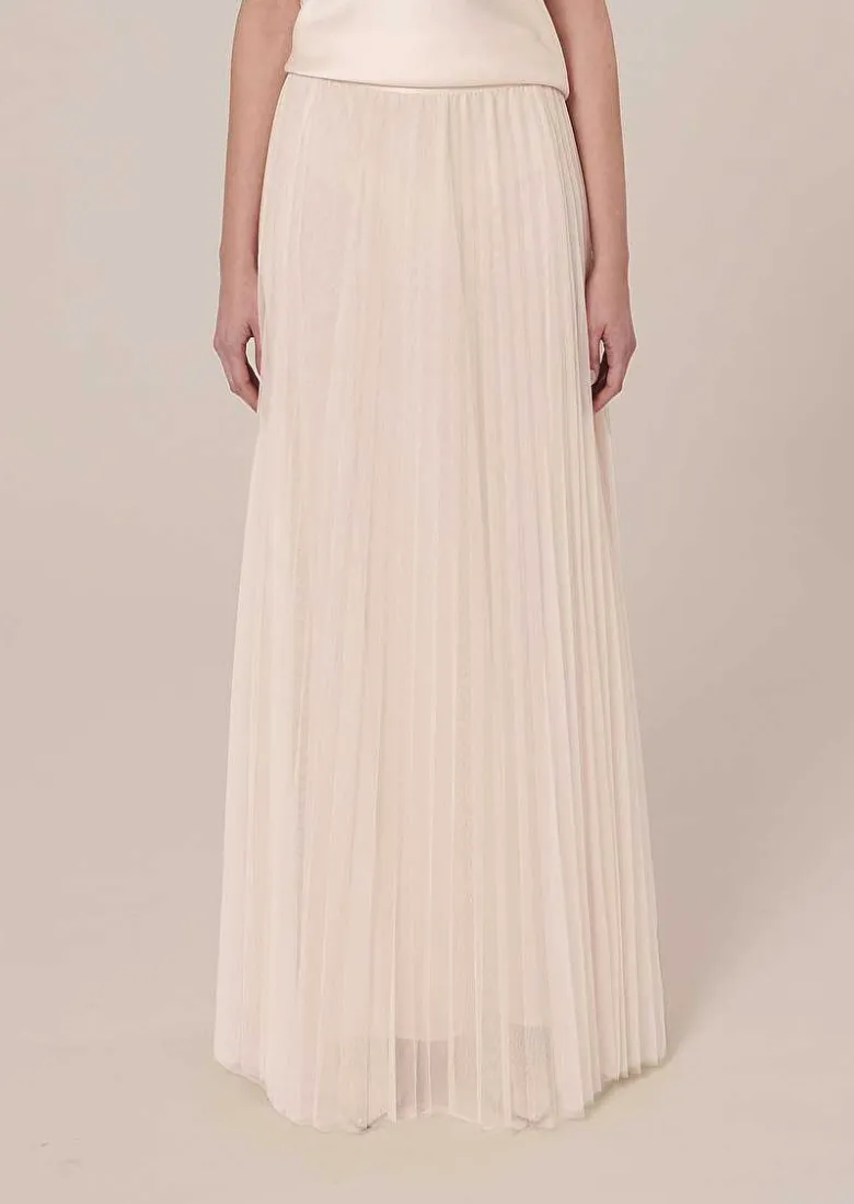 TARA JARMON Juliette Ecru Pleated Tulle Skirt New