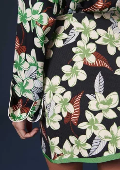 TARA JARMON Junia Midnight Blue Flower Printed Skirt Flash Sale