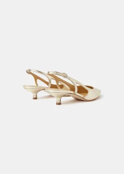 TARA JARMON Kaia Gold Metallic Leather Pumps New