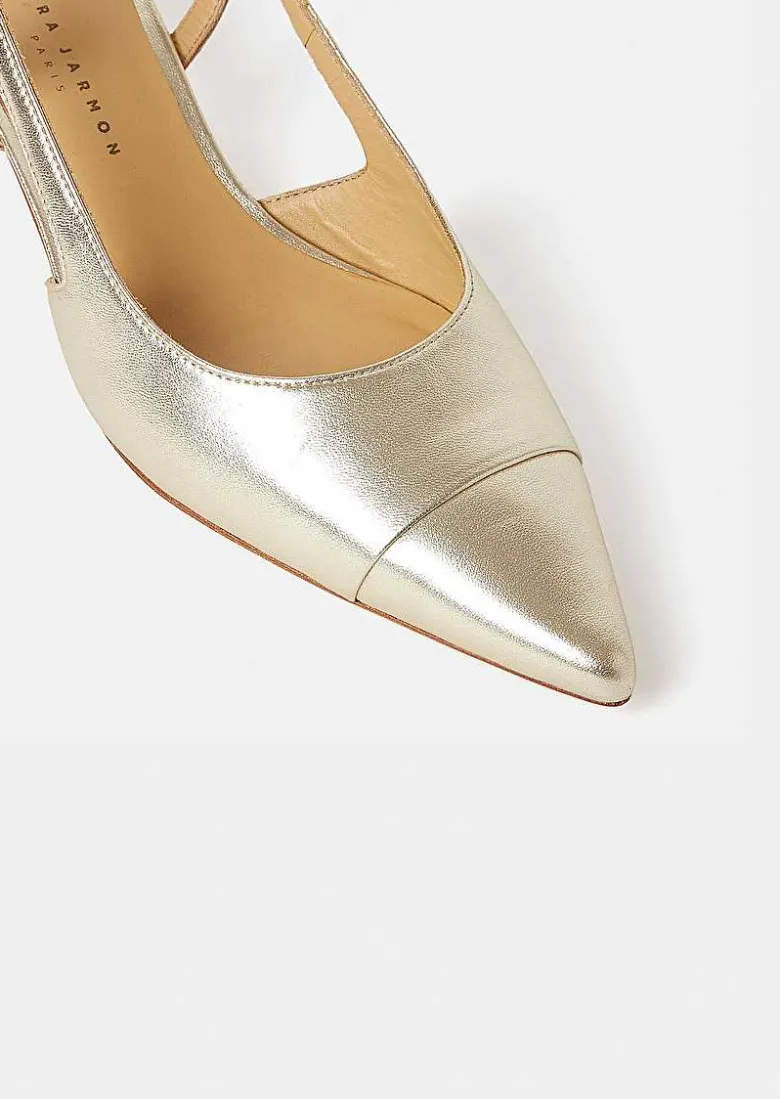 TARA JARMON Kaia Gold Metallic Leather Pumps New
