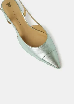 TARA JARMON Kaia Green Metallic Leather Shoes Cheap