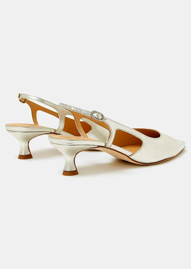 TARA JARMON Kaia Metallic Leather Pumps New