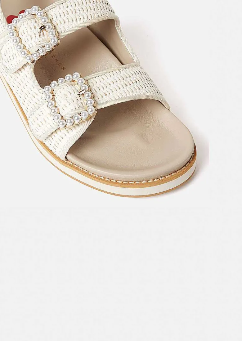 TARA JARMON Karen Ecru Raffia Sandals Online
