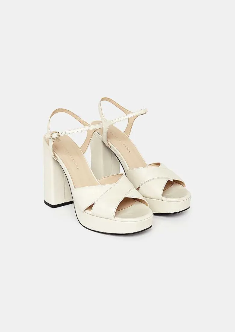 TARA JARMON Kourtney Ecru Smooth Leather Shoes Best Sale