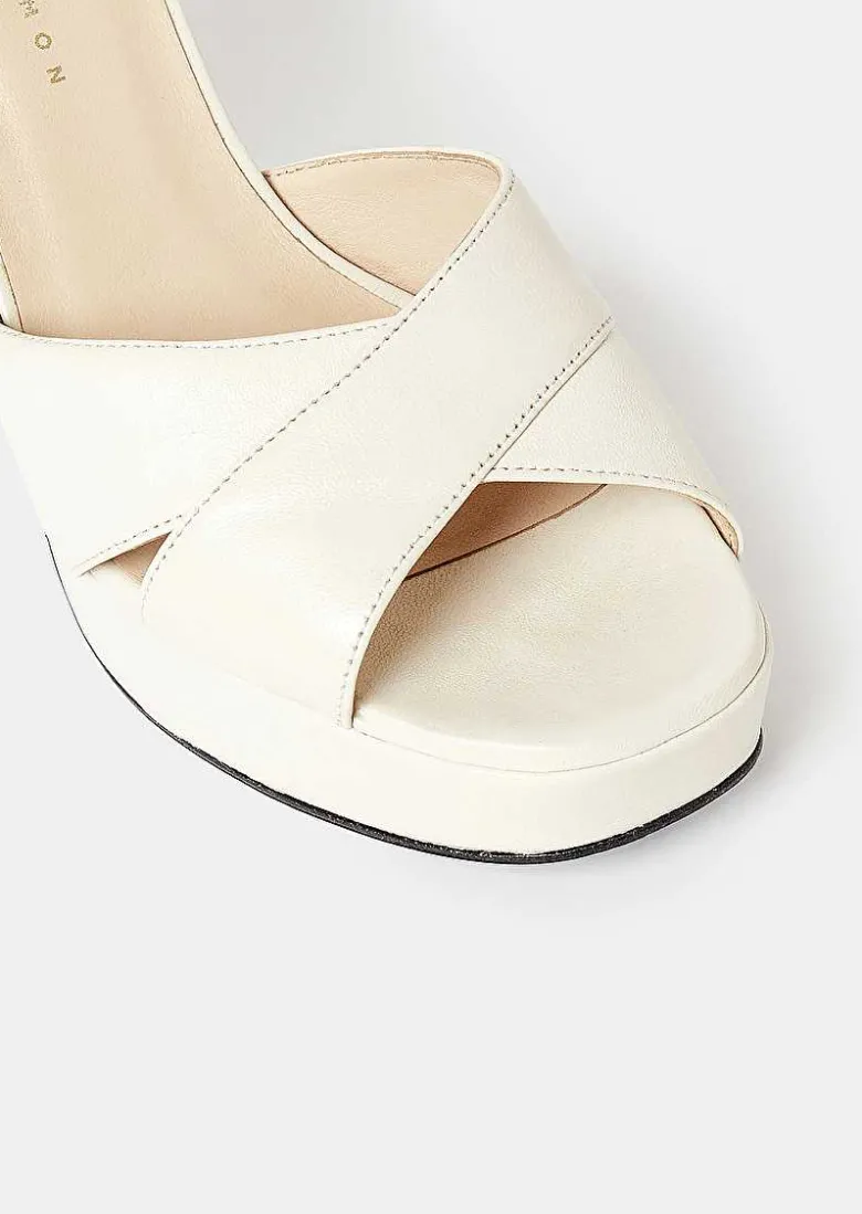TARA JARMON Kourtney Ecru Smooth Leather Shoes Best Sale