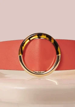 TARA JARMON Lauren Coral Leather Belt Hot