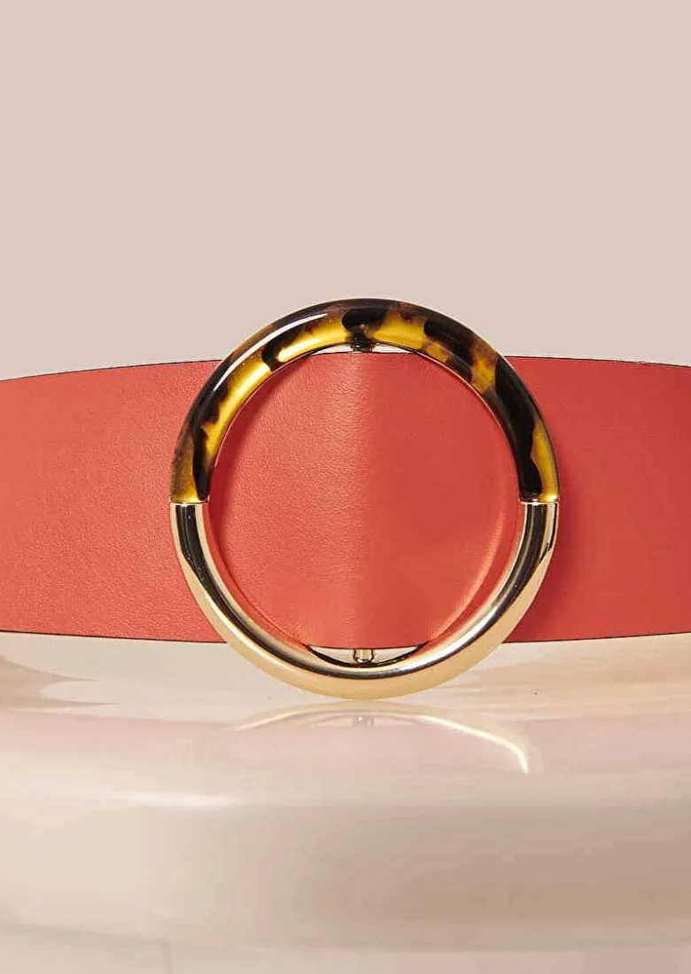TARA JARMON Lauren Coral Leather Belt Hot