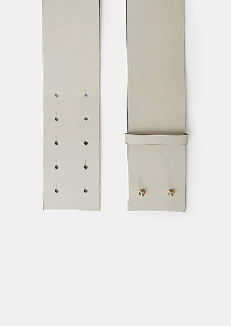 TARA JARMON Lauren Ecru Leather Belt Cheap