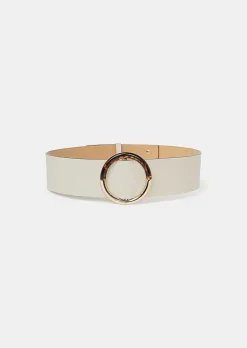 TARA JARMON Lauren Ecru Leather Belt Cheap