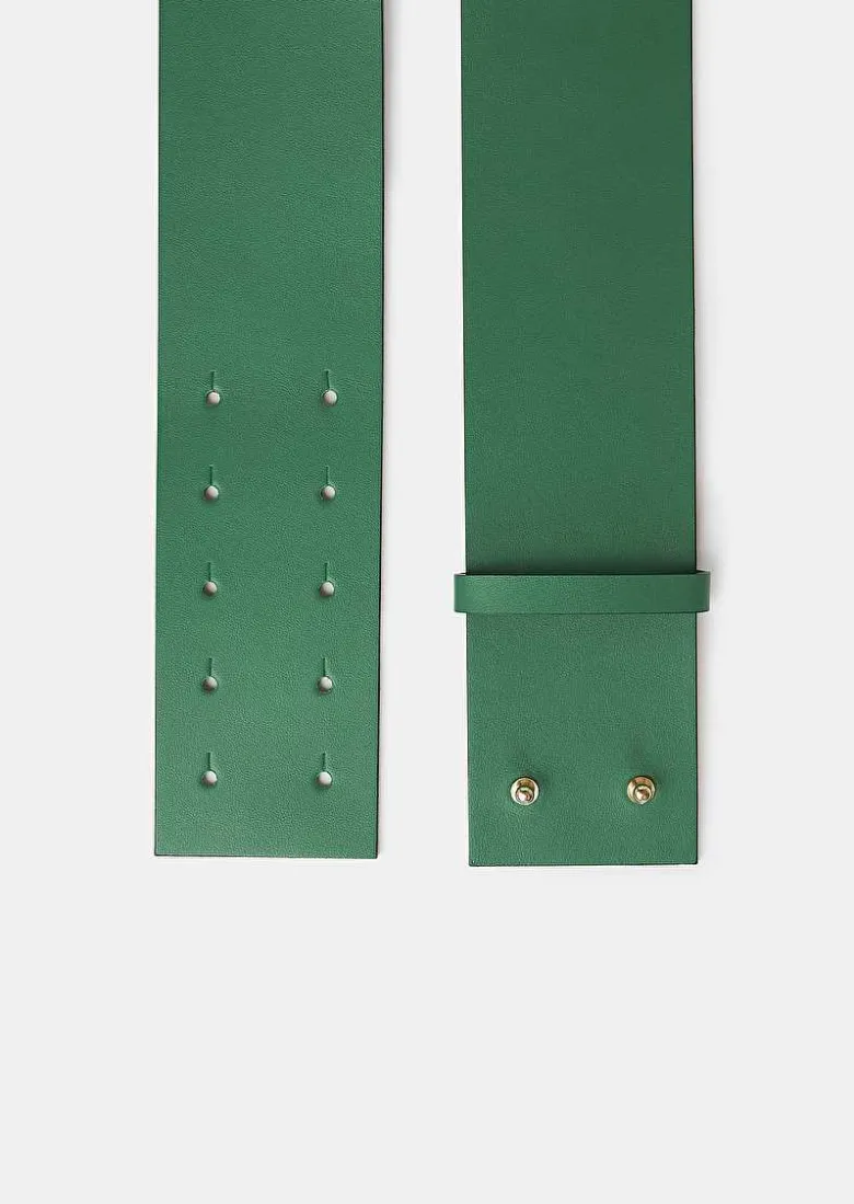 TARA JARMON Lauren Green Leather Belt Best