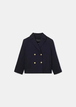TARA JARMON Marcello Midnight Blue Double Cotton Coat Hot