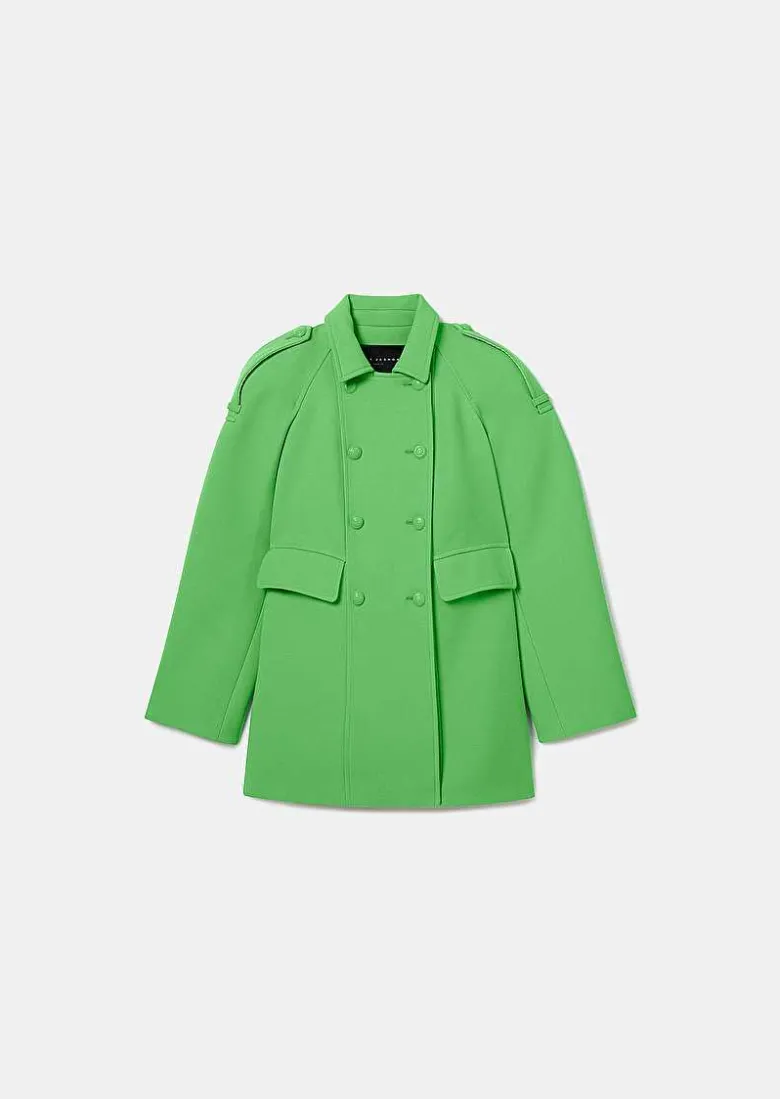 TARA JARMON Marnie Green Double Cotton Coat Cheap
