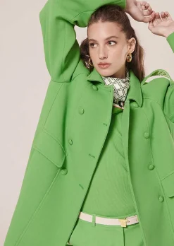 TARA JARMON Marnie Green Double Cotton Coat Cheap