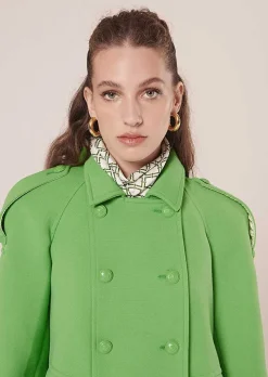 TARA JARMON Marnie Green Double Cotton Coat Cheap