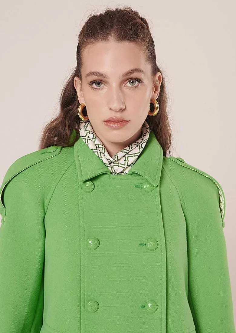TARA JARMON Marnie Green Double Cotton Coat Cheap