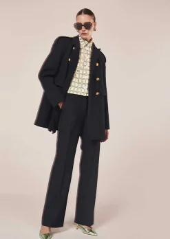 TARA JARMON Marnie Midnight Blue Double Cotton Coat New