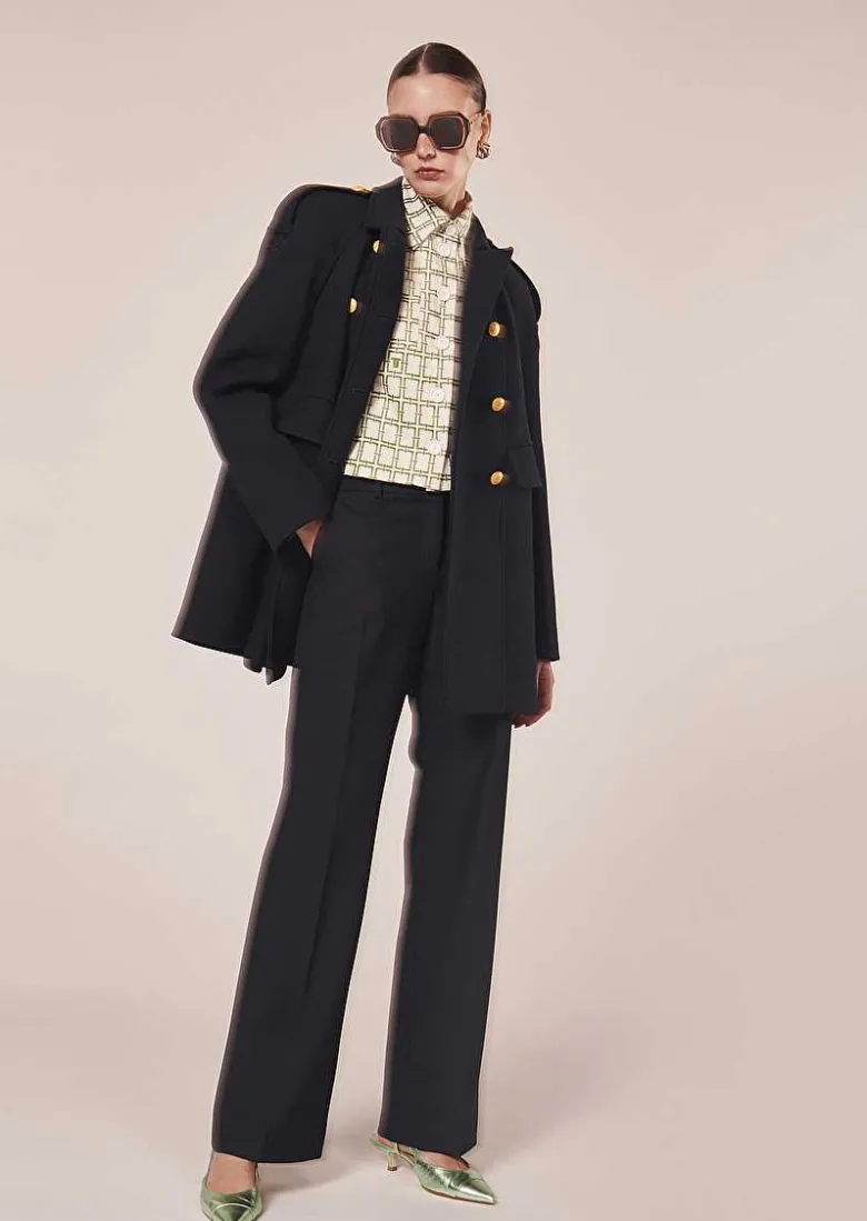 TARA JARMON Marnie Midnight Blue Double Cotton Coat New