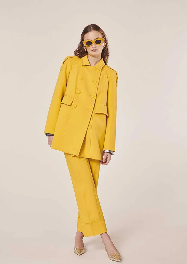 TARA JARMON Marnie Yellow Double Cotton Coat Sale