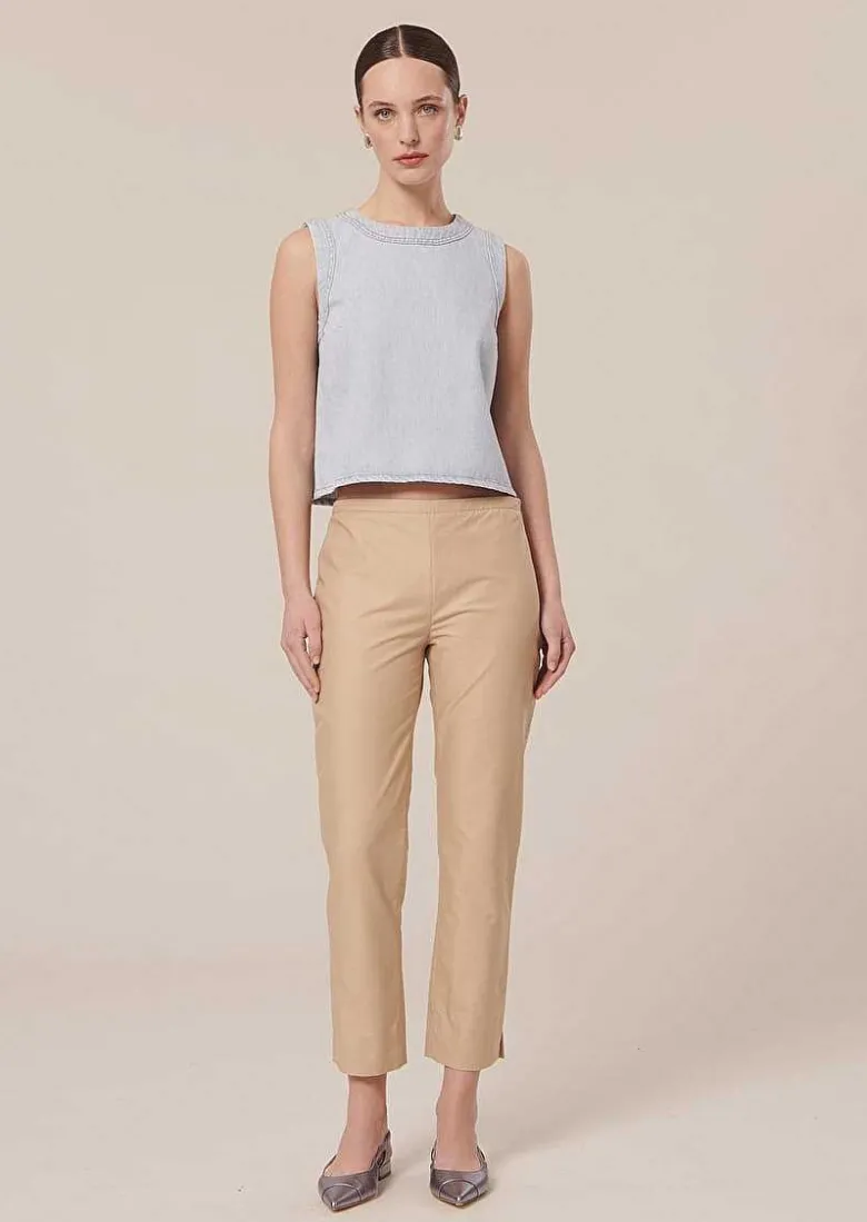 TARA JARMON Pablo Beige Cotton Pants Discount