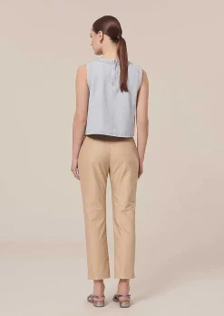 TARA JARMON Pablo Beige Cotton Pants Discount