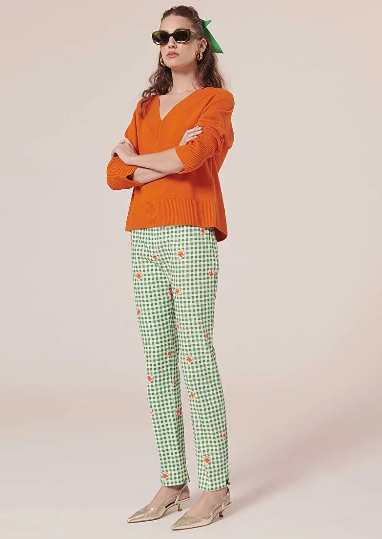 TARA JARMON Pablo Green Vichy Pants Cheap