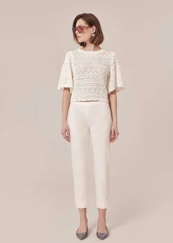 TARA JARMON Pablo White Cotton Pants Online