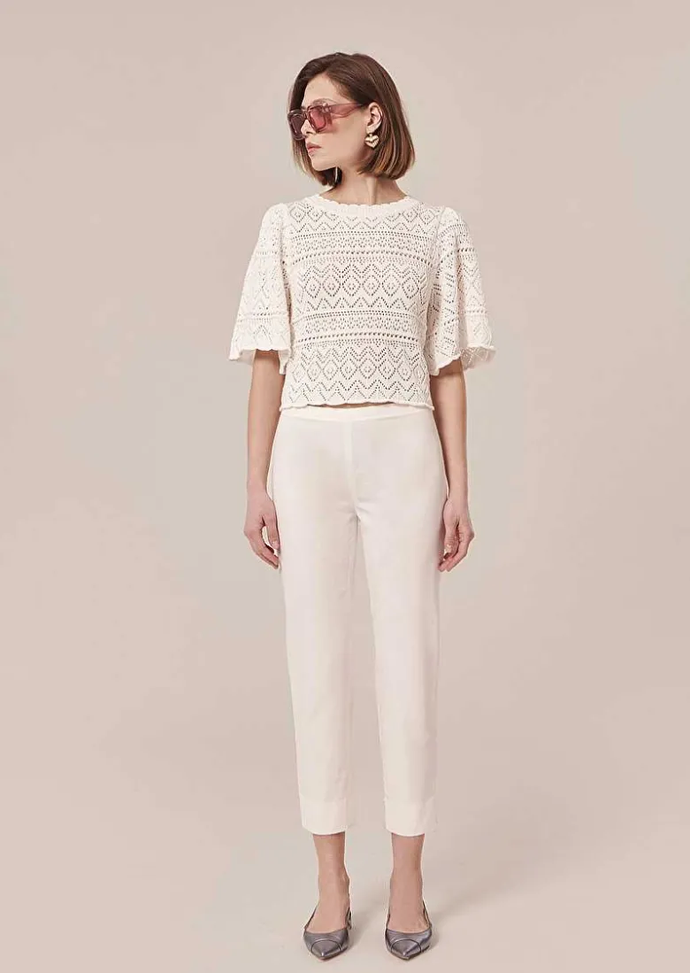 TARA JARMON Pablo White Cotton Pants Online