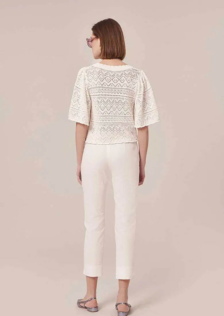 TARA JARMON Pablo White Cotton Pants Online