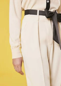 TARA JARMON Paga Ecru Crepe Pants Clearance