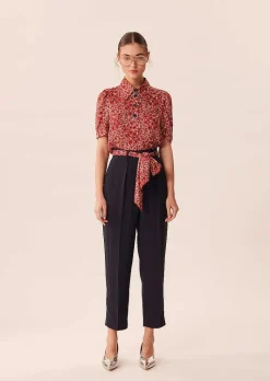 TARA JARMON Paga Midnight Blue Crepe Trousers Best