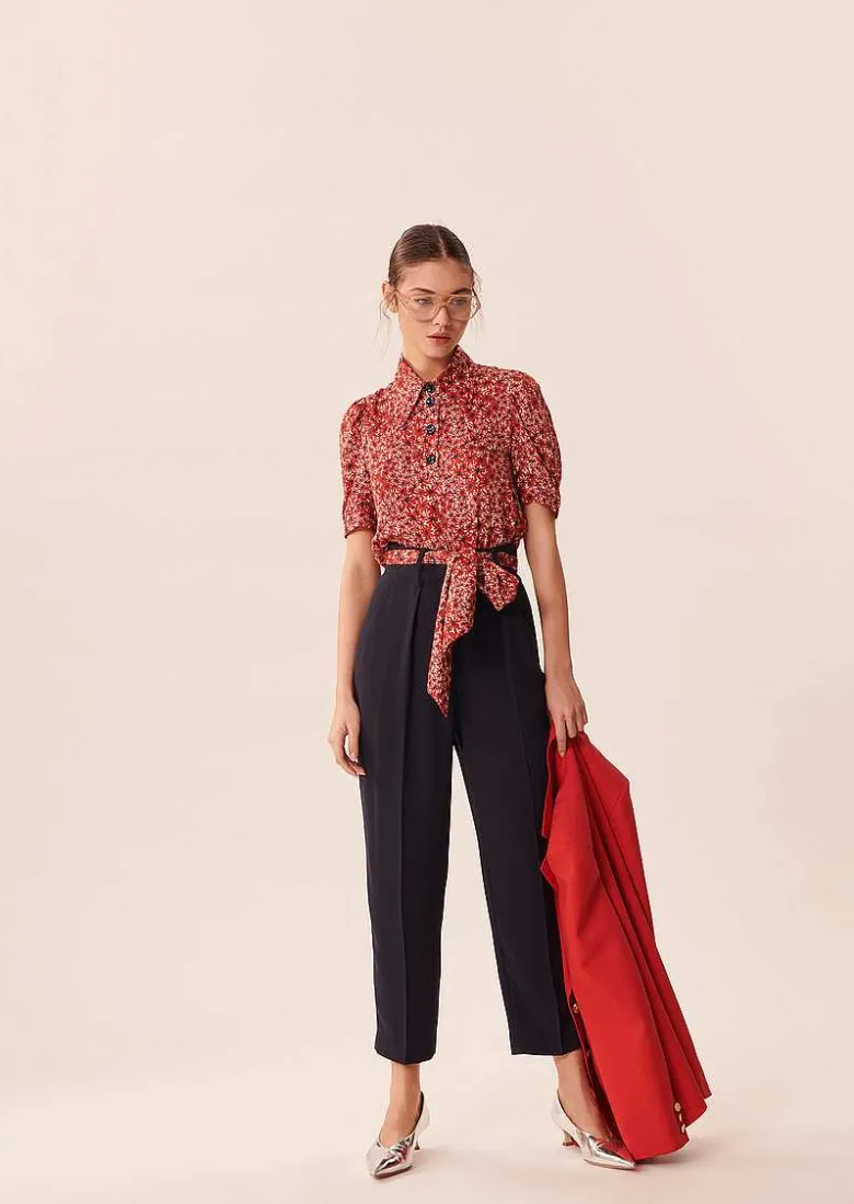 TARA JARMON Paga Midnight Blue Crepe Trousers Best