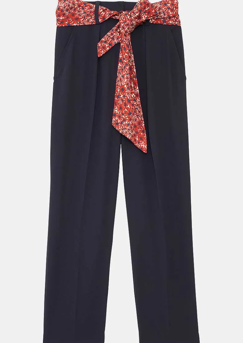 TARA JARMON Paga Midnight Blue Crepe Trousers Best