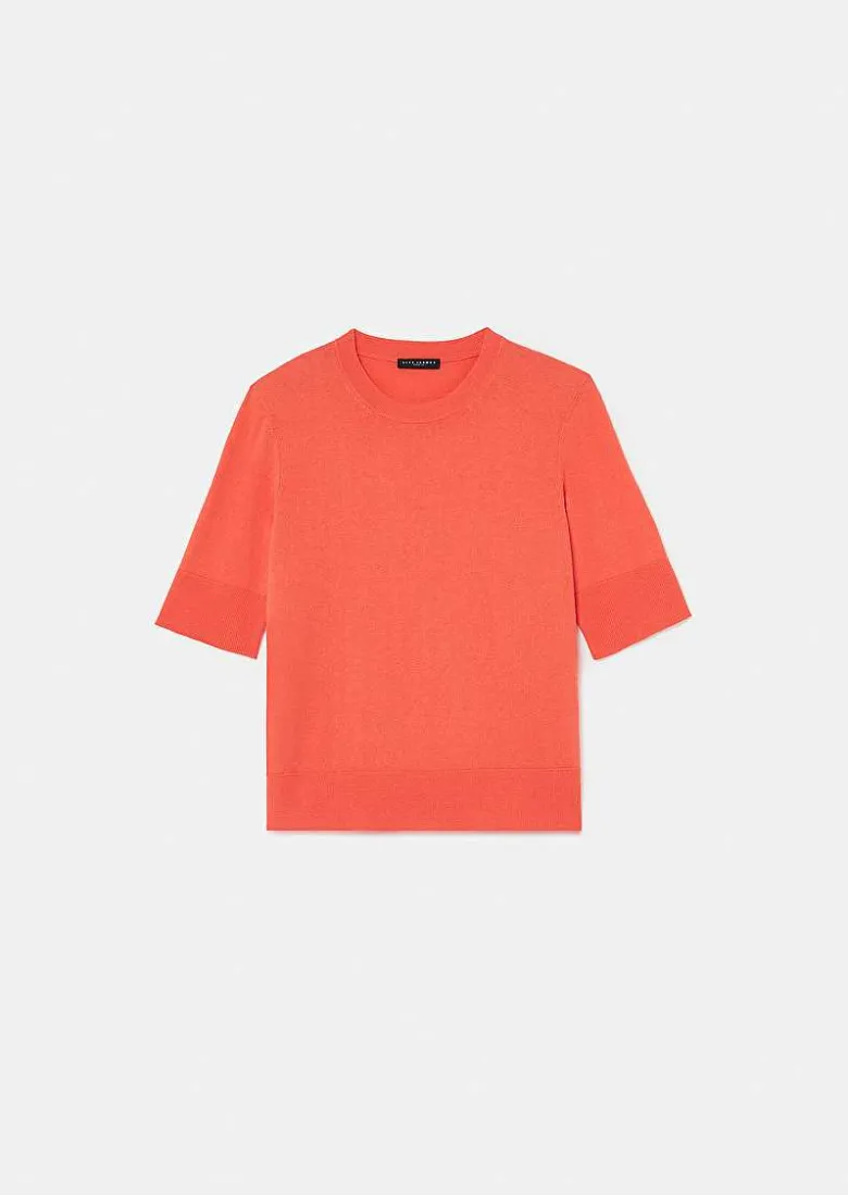 TARA JARMON Paoline Coral Sweater In Wool And Cotton Cheap