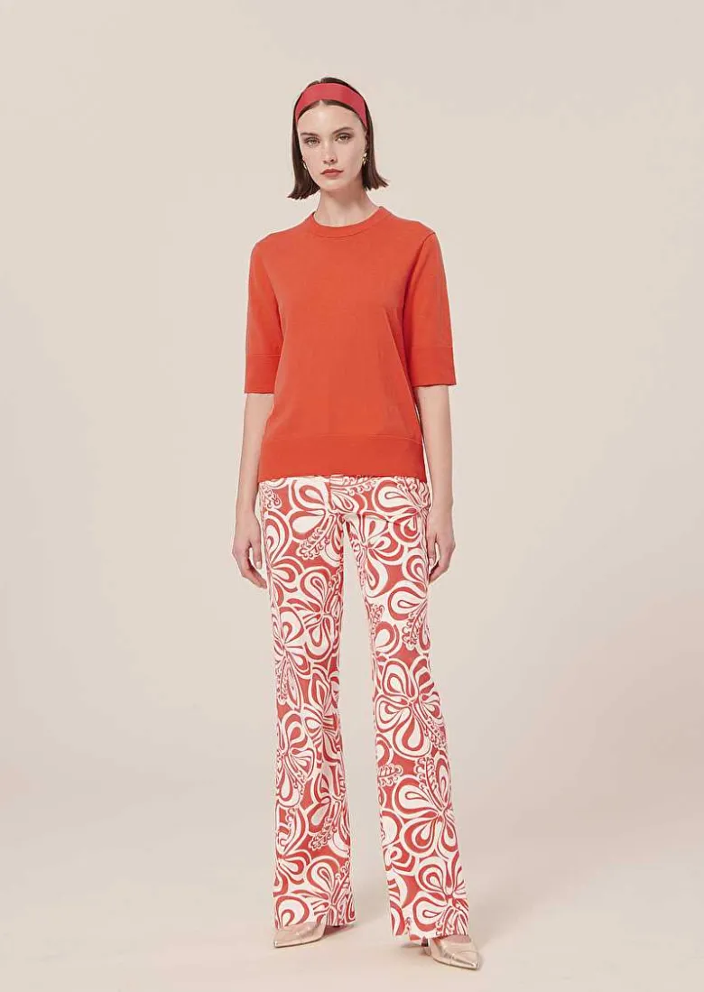 TARA JARMON Paoline Coral Sweater In Wool And Cotton Cheap