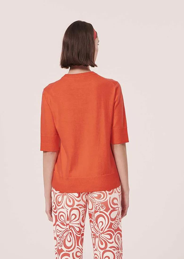 TARA JARMON Paoline Coral Sweater In Wool And Cotton Cheap
