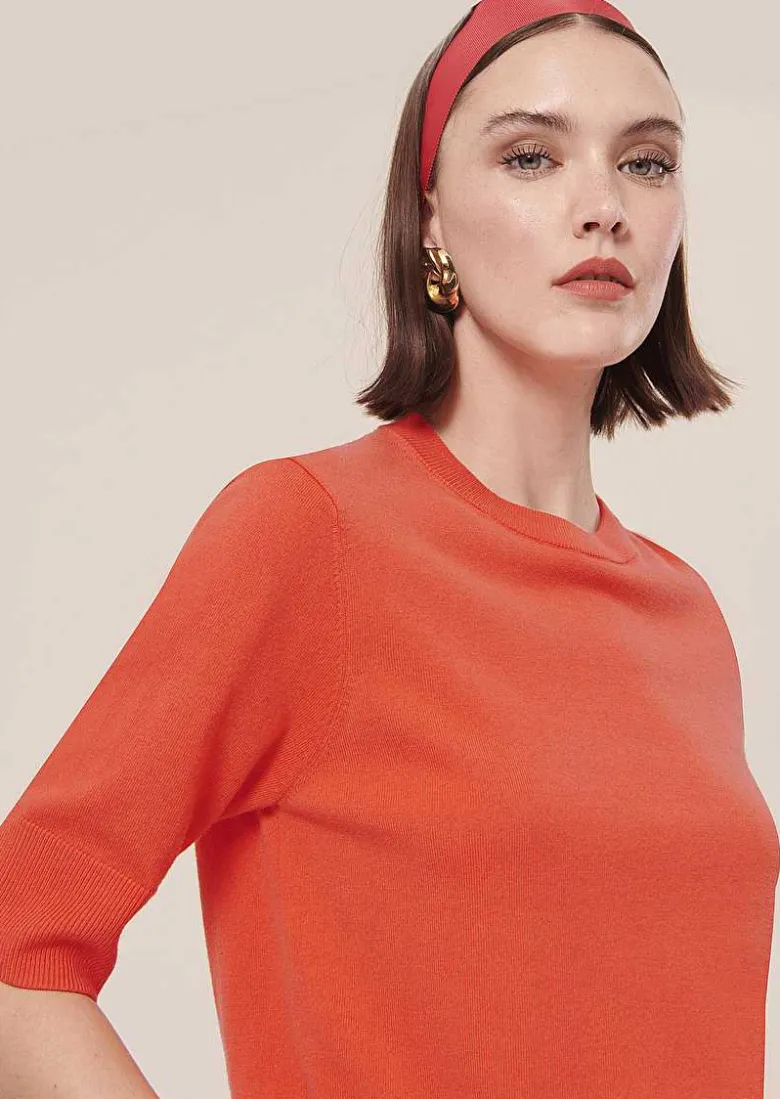 TARA JARMON Paoline Coral Sweater In Wool And Cotton Cheap