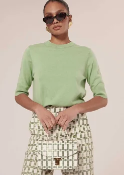 TARA JARMON Paoline Green Cotton And Wool Sweater Cheap