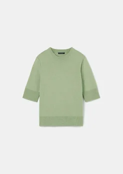 TARA JARMON Paoline Green Cotton And Wool Sweater Cheap