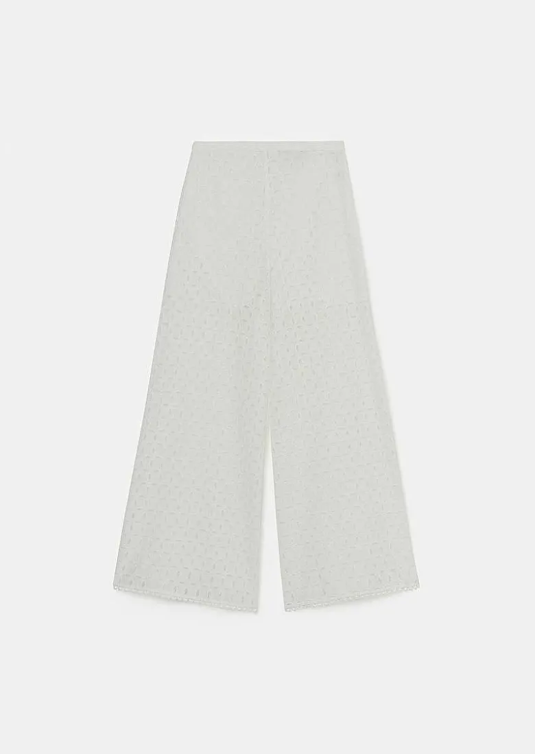 TARA JARMON Paquita White Embroidered Pants New
