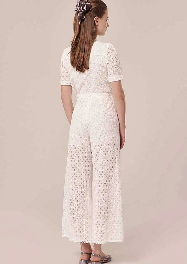 TARA JARMON Paquita White Embroidered Pants New