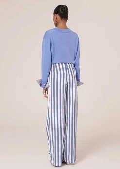TARA JARMON Parigi Blue Striped Pants Fashion
