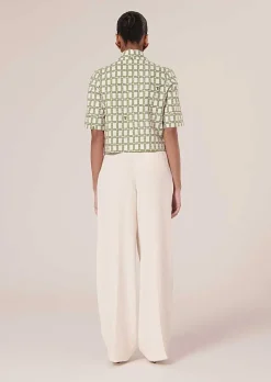 TARA JARMON Parigi Ecru Crepe Pants Best Sale