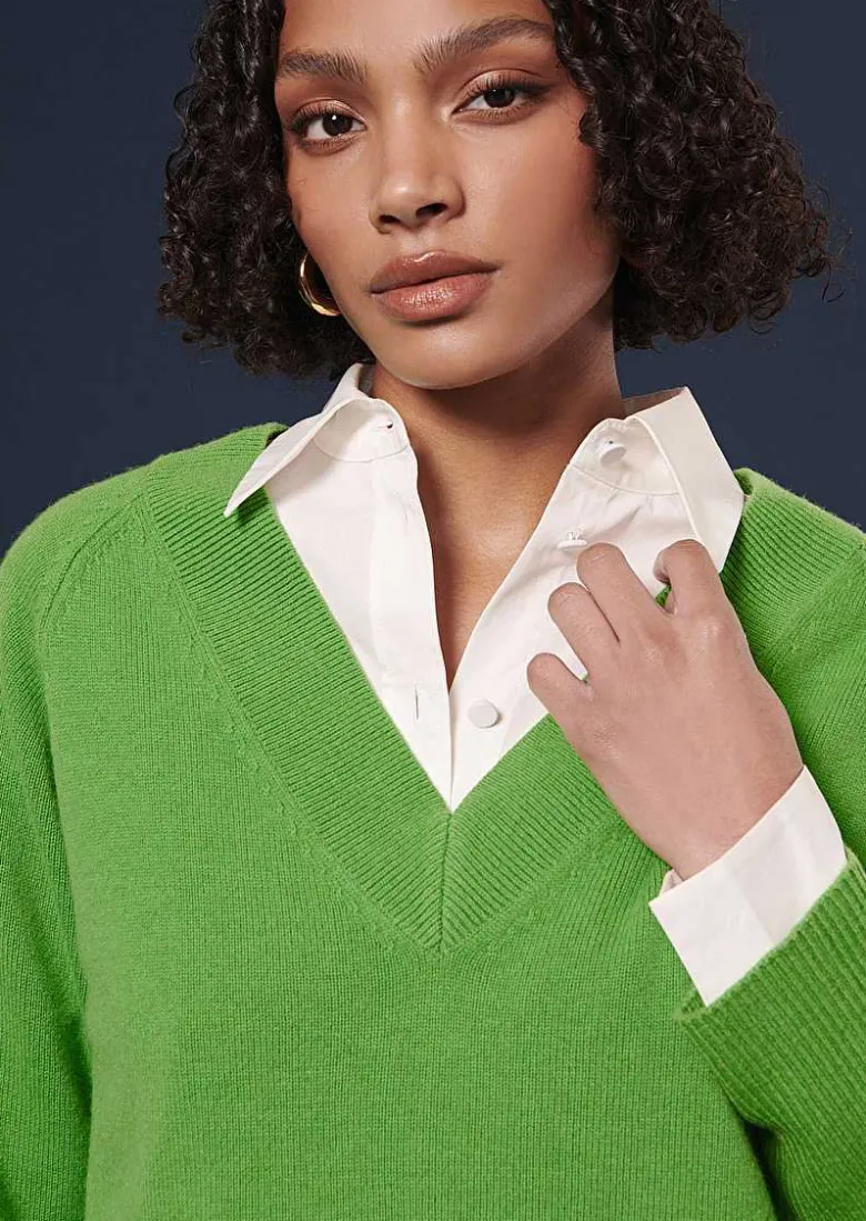 TARA JARMON Penelope Green Sweater In Alpaga And Merinos Wool Outlet